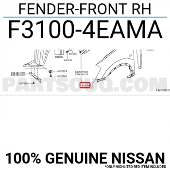 Nissan Qashqai Ön Çamurluk Sağ 2013- (Oem No:  F31004Eama)