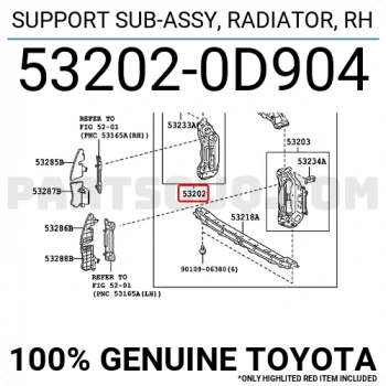 Toyota Yaris Ön Panel Taşıyıcı Üst Sağ 2009-2011 (Oem No:  532020D904)