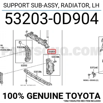 Toyota Yaris Ön Panel Taşıyıcı Üst Sol 2009-2011 (Oem No:  532030D904)