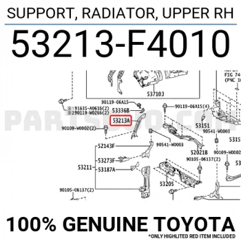 Toyota Chr Ön Panel Üst Sağ 2015- (Oem No:  53213F4010)