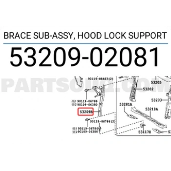 Toyota Corolla Kaput Kilit Sacı  2013-2018 (Oem No:  5320902081)