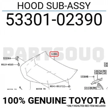 Toyota Corolla Motor Kaputu 2018 (Oem No:  53301-02390)