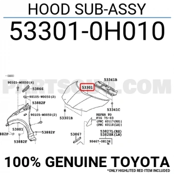 Toyota Aygo Motor Kaputu 2005  (Oem No:  533010H010)