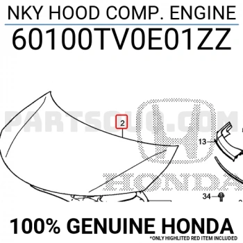 Honda Civic Motor Kaputu Hatchback 12- (Oem No:  60100Tv0E01Zz)