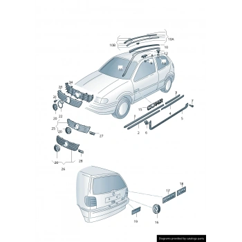 Volkswagen Polo Arka Kapı Bandı Hatchback Astarlı Sol 1998-2002 (Oem No:  6N4853073Agru)