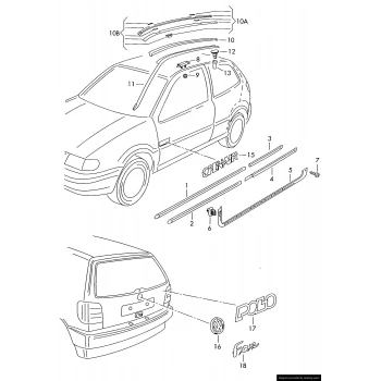 Volkswagen Polo Ön Kapı Bandı Hatchback  Sağ 1998-2002 (Oem No:  6N4853516Ab41)