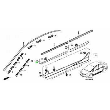 Honda Civic Ön Kapı Bandı Siyah Astarlı Sol 2006- (Oem No:  75322Snaa01Zd)