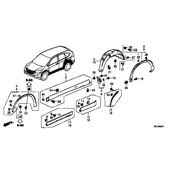 Honda Crv Arka Kapı Bandı Siyah Sol 2012- (Oem No:  75395T0Aj01)