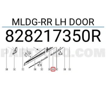 Renault Captur Arkapı Bandı Nikelaj Bandı Sol 2012-  (Oem No:  828217350R)