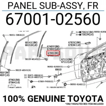 Toyota Corolla Ön Kapı Sağ 2018 (Oem No:  67001-02560)