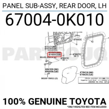 Toyota Hilux Vıgo Arka Kapı Sol 2005 -2009  (Oem No:  670040K010)