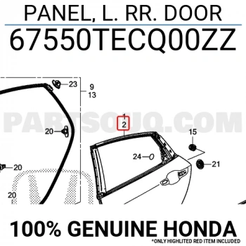 Honda Civic Fc5 Arka Kapı Sol 2016- (Oem No:  67550Tecq00Zz)