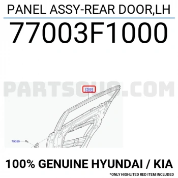 Kia Sportage Arka Kapı Sol 2016- (Oem No:  77003F1000)