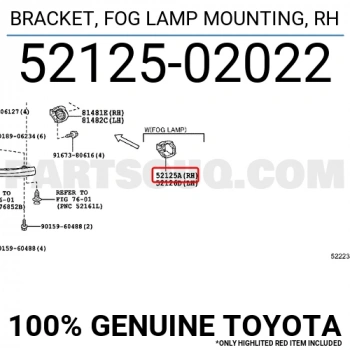 Toyota Auris Ön Sis Far Kapağı Sağ 2010-2012 (Oem No:  5212502022)