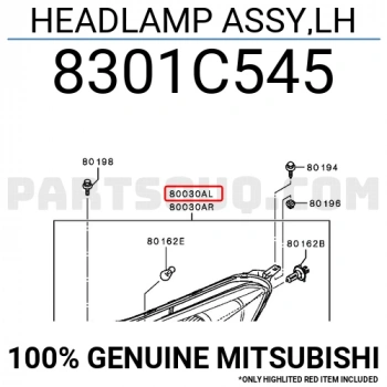 Mitsubishi Attrage Ön Far Elektrikli Motorlu Sol 2013- (Oem No:  8301C545)