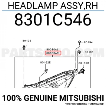 Mitsubishi Attrage Ön Far Elektrikli Motorlu Sağ 2013- (Oem No:  8301C546)
