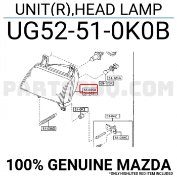 Mazda B2500 Pıckup Ön Far Sağ 1998-2001 (Oem No:  Ug52-51-0K0B)