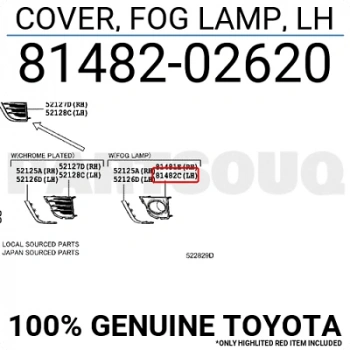 Toyota Corolla 2016-2018 Ön Sis Lamba Kapağı Delikli Sol  (Oem No:  8148202620)