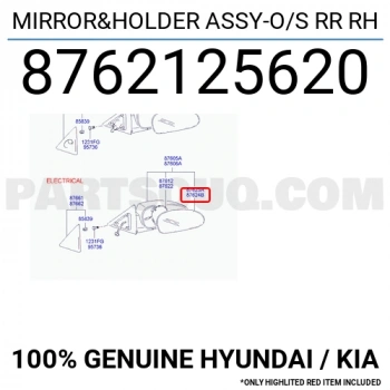 Hyundai Accent Dış Ayna Camı Isıtmalı Sağ 2003-2006  (Oem No:  8762125620)