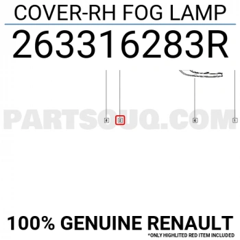 Renault Koleos Ön Sis Lamba Kapağı Delikli Sağ 2016- (Oem No:  263316283R)