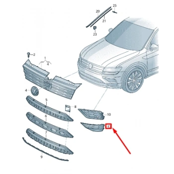 Volkswagen Tiguan Ön Sis Lamba Kapağı Delikli Sağ 2015- (Oem No:  5Na853212B9B9)