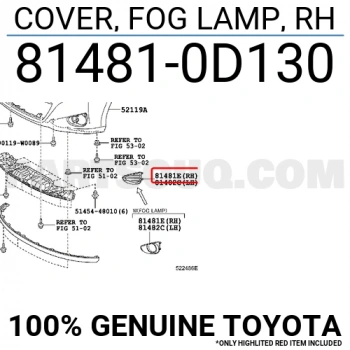 Toyota Yaris Ön Sis Lamba Kapağı Sağ 2011- (Oem No:  814810D130)