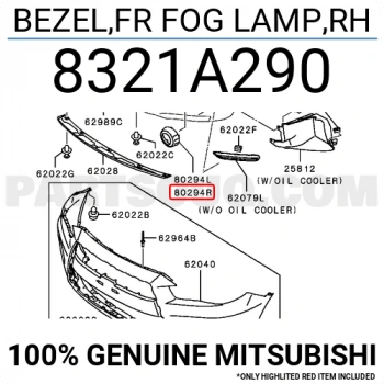 Mitsubishi Outlander Ön Sis Lamba Kapağı Delikli Krm Sağ 2010- (Oem No:  8321A290)