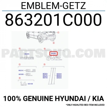 Amblem Arka Getz  (Oem No:  863201C000||)