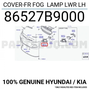 Hyundai İ10 Ön Sis Lamba Kapağı Delikli Sol 2013-2016  (Oem No:  86527B9000)