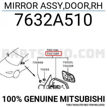 Mitsubishi Lancer Dış Ayna Elektrikli Isıtmalı Sedan Sağ 2008- (Oem No:  7632A510)