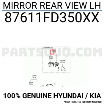 Kia Rio Dış Ayna Manuel Sol 2005  (Oem No:  87611Fd350Xx)