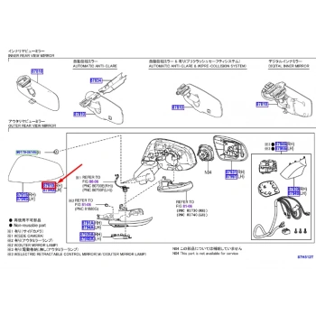 Toyota Rav 4 Ayna Elektrikli Isıtmalı Sinyalli Otom. Katlanır Kamera Çevre Ay.Kör Nokta Uyarı Sağ 2019- (Oem No:  8791042F40)