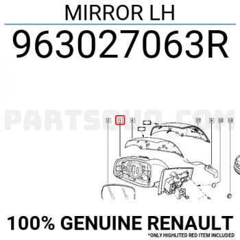 Renault Megane/Fluen Ayna Elektrikli Isıtmalı Sıinyalli Sensörlü 9 Pin Sol 2009-  (Oem No:  963027063R)