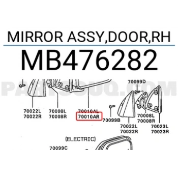 Mitsubishi L200 Dış Ayna Manuel Sağ 8898 (Oem No:  Mb476282)