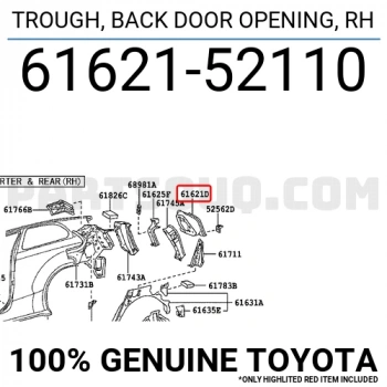 Toyota Yaris Arka Stop Yuva Sacı Sağ 2006- 2009 (Oem No:  6162152110)