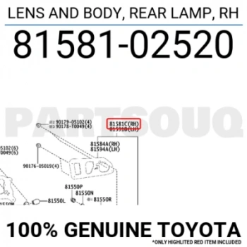 Toyota Corolla Arka Stop İç Halojen Soketli Sağ 2013-2015 (Oem No:  8158102520)