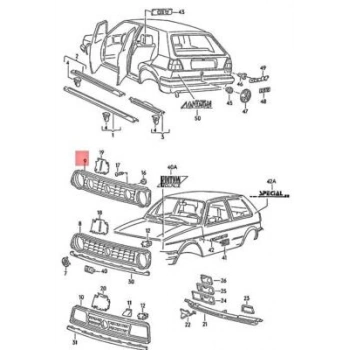 Volkswagen Golf Ön Panjur 4 Delikli 1987-1991 (Oem No:  191853653F01C)