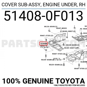 Toyota Corolla Verso Karter Muhafaza Plastiği . Sağ 2004- (Oem No:  514080F013)