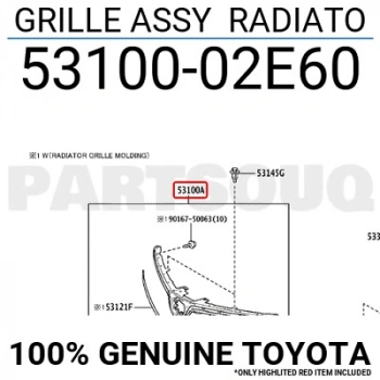 Toyota Corolla Ön Panjur Nikelaj Bandlı 2018 (Oem No:  53100-02E60)