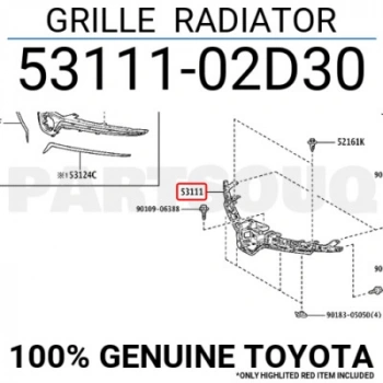 Toyota Corolla Ön Panjur Sıyah Kuşaklı 2018 (Oem No:  53111-02D30)