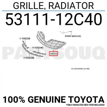 Toyota Corolla Ön Panjur Dış Sedan 2010- (Oem No:  5311112C40)