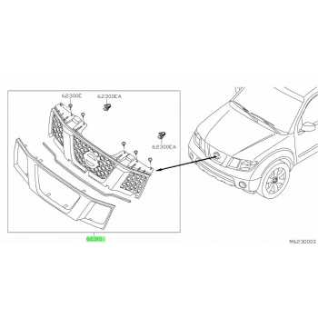 Nissan Navara Ön Panjur Nikelaj 2010-2012 (Oem No:  623105X00B)