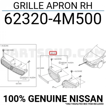 Nissan Almera Ön Panjur Sağ 2000-2002/Tüv (Oem No:  623204M500)