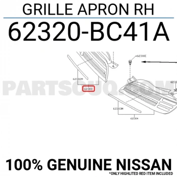 Nissan Micra Ön Panjur Izgarası Nikelaj Bandlı Sağ 2005 2009-  (Oem No:  62320Bc41A)