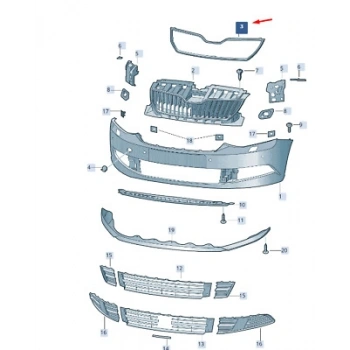Skoda Fabia Ön Panjur Çerçevesi Siyah 2014- (Oem No:  6V0853761Af9R)