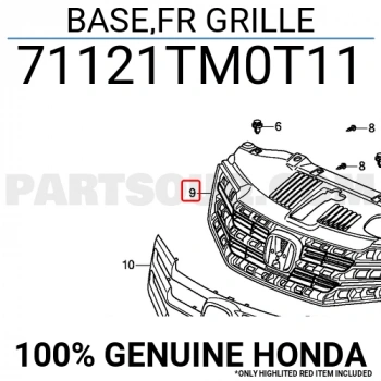 Honda City Ön Panjur İç 2009-  (Oem No:  71121Tm0T01)