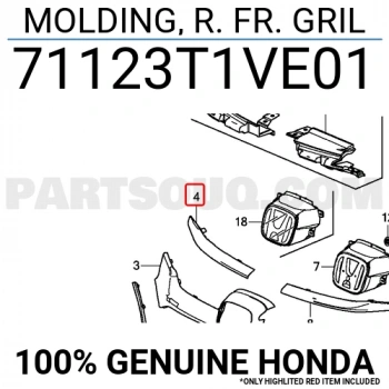 Honda Crv Ön Panjur Bandı Nikelaj Orta Sağ 2012- (Oem No:  71123T1Ve01)