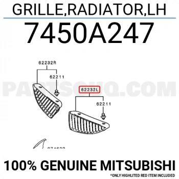 Mitsubishi Lancer Ön Panjur İç Desenli Sol 2006-2008 (Oem No:  7450A247)