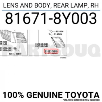 Toyota Camry Arka Stop İç Sağ 2007  (Oem No:  816718Y003)