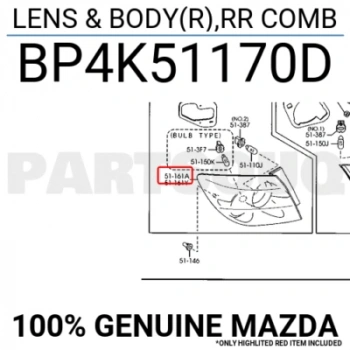 Mazda 3 Arka Stop Kırmızı Hatchback Sağ 2003-2005 (Oem No:  Bp4K-51-170D)